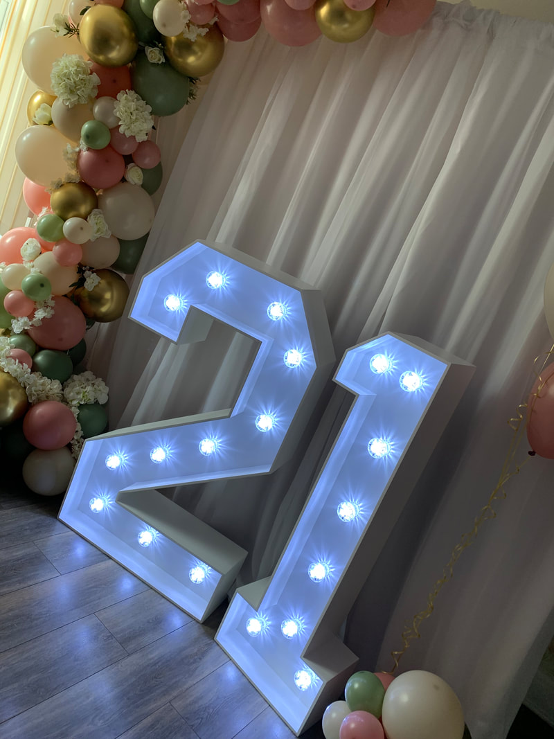 Light Up Numbers For Hire and rental for parties in Bristol